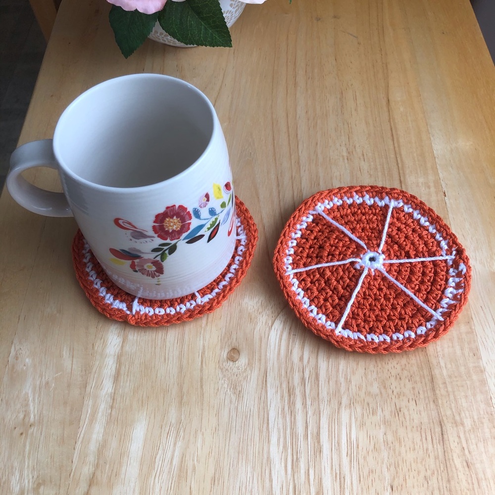 NEW Crochet Orange Slice Coasters (4 pack) - Picture 4 of 6